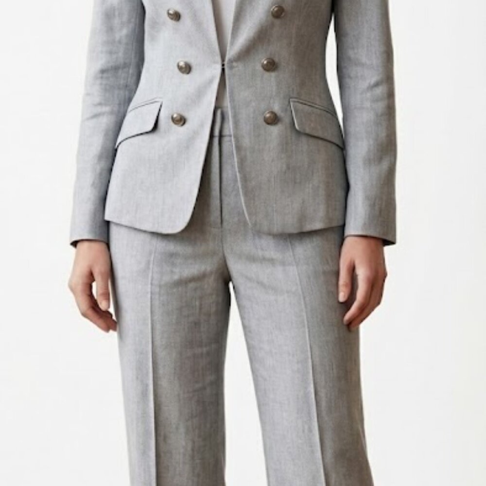 White House Black Market Wide Leg Pants + Gray Blazer 2pc Set